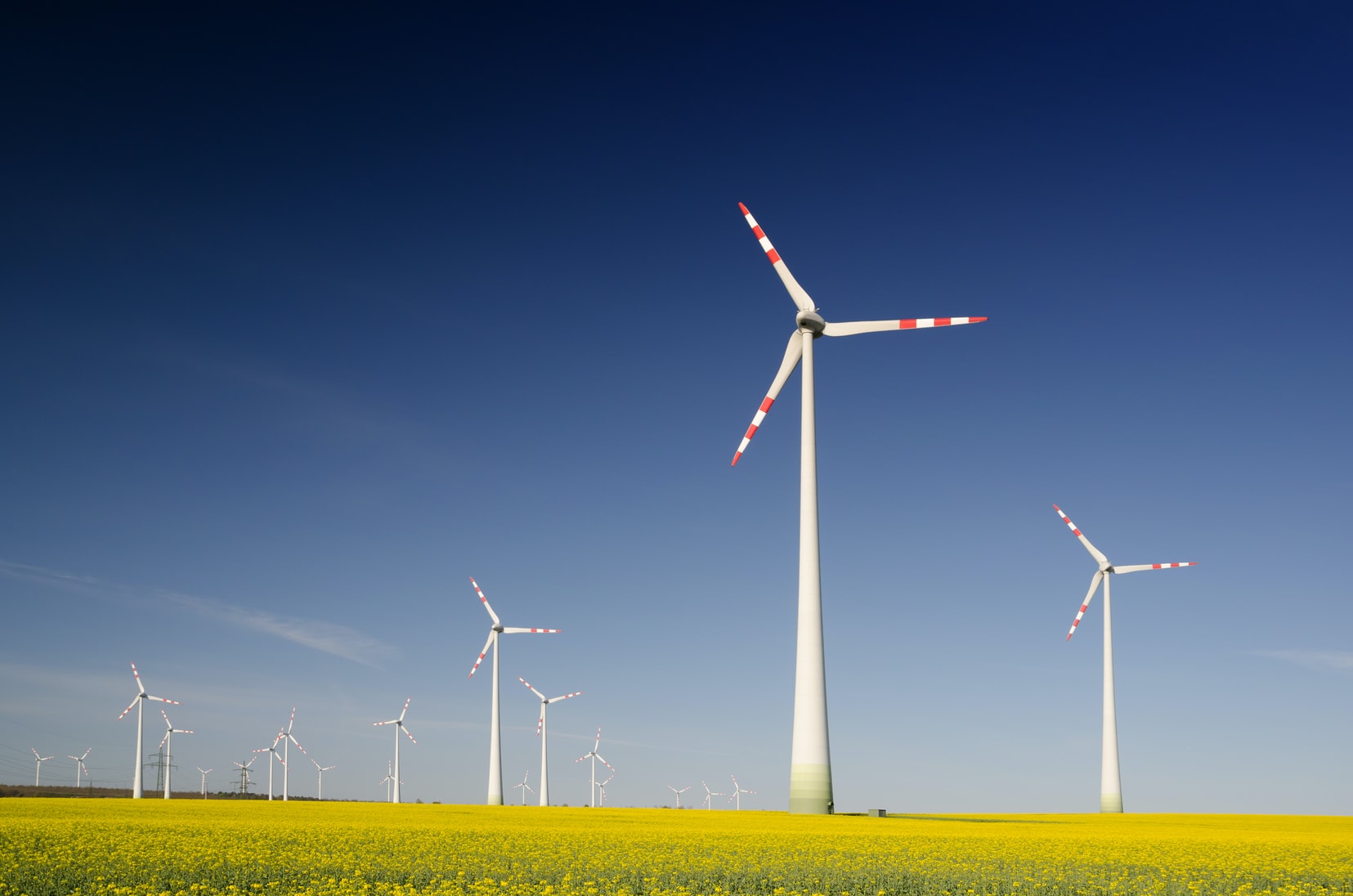 Offshore wind turbines rising from open water, representing the energy generation assets that ISO 29400 governs