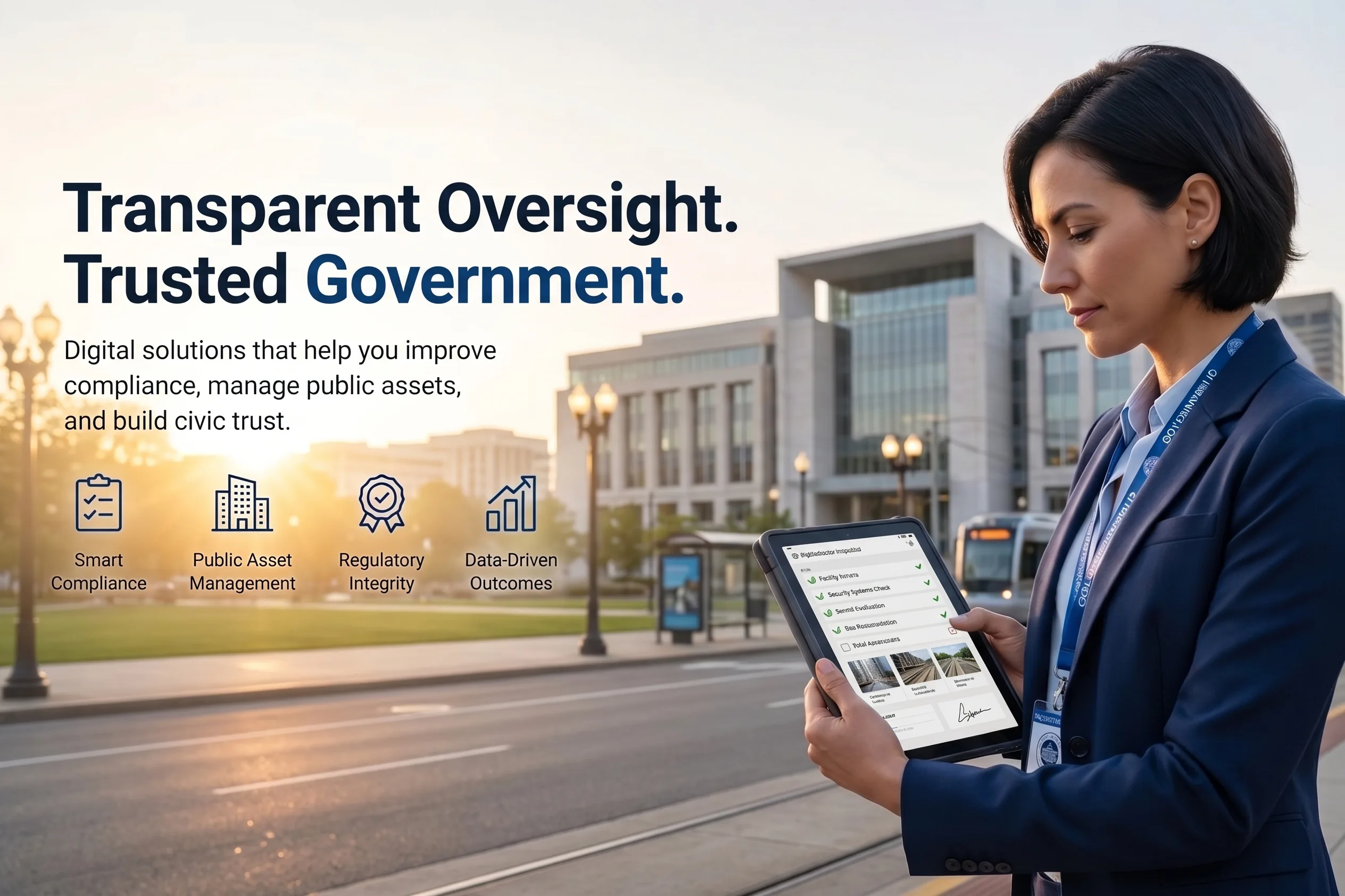 Pervidi mobile app showing a digital government facility inspection checklist
