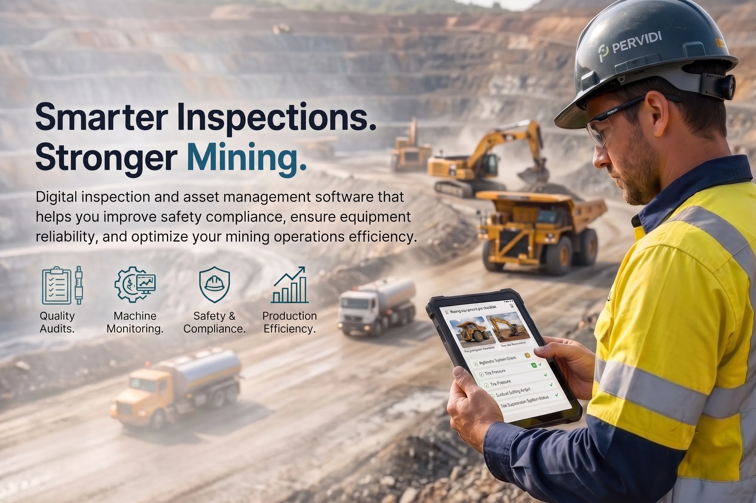 Pervidi mobile app showing a digital mining site safety inspection checklist